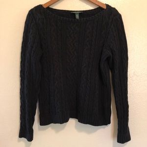 Women's Ralph Lauren Black Cable Knit Sweater